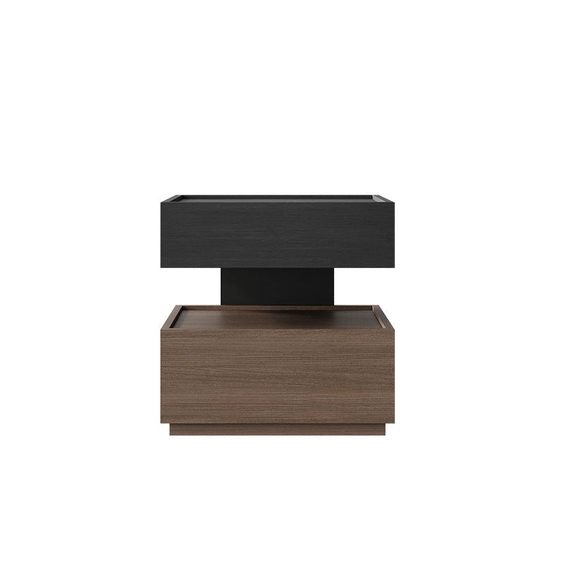 Modern Minimalist Rectangular Plywood Steel Nightstand 2-Drawer For Bedroom