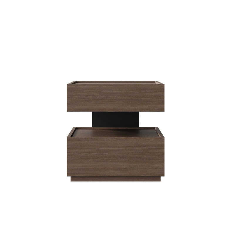 Modern Minimalist Rectangular Plywood Steel Nightstand 2-Drawer For Bedroom