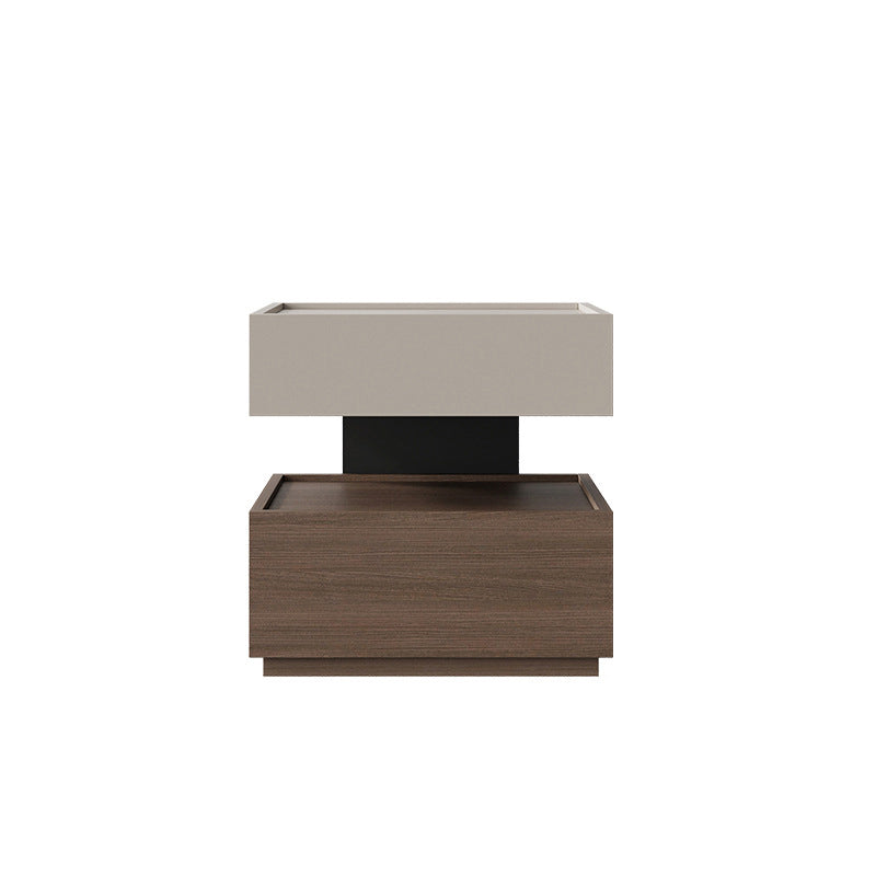 Modern Minimalist Rectangular Plywood Steel Nightstand 2-Drawer For Bedroom