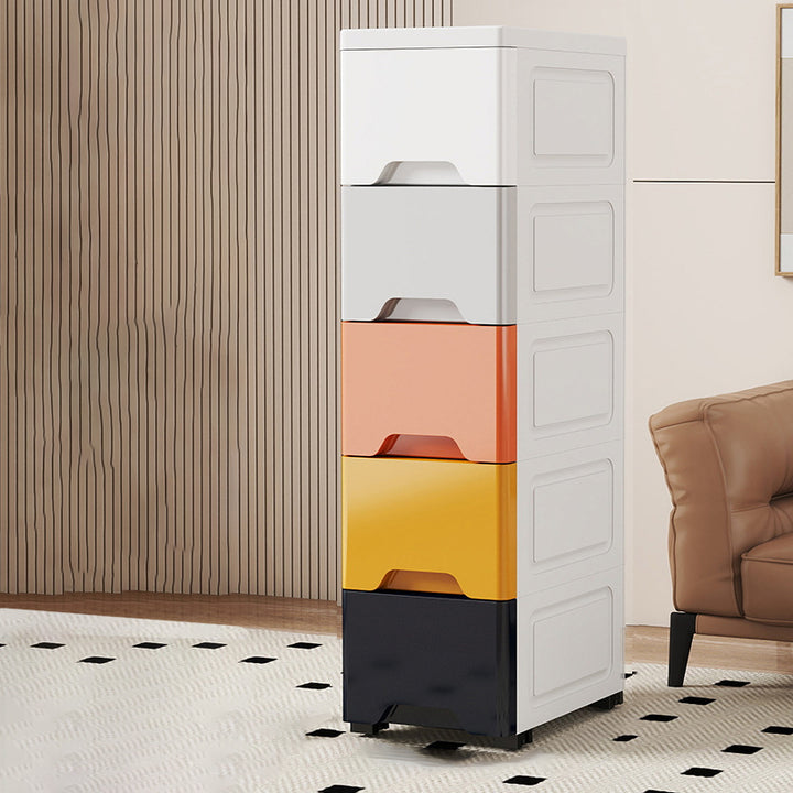 Gabinete de almacenamiento moderno minimalista rectangular de PP con 5 cajones para sala de estar 