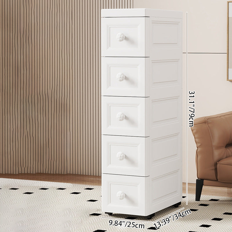 Moderner minimalistischer rechteckiger PP-Aufbewahrungsschrank mit 5 Schubladen für das Wohnzimmer 