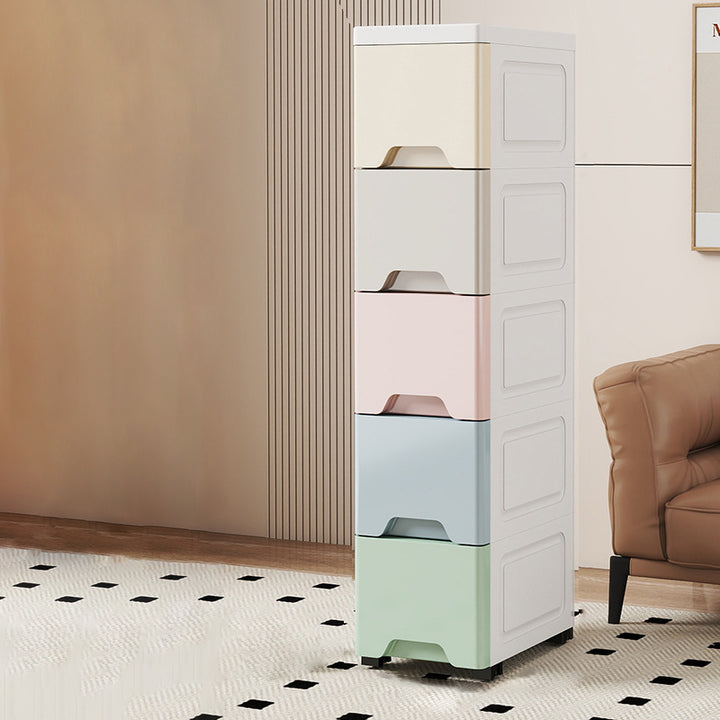Gabinete de almacenamiento moderno minimalista rectangular de PP con 5 cajones para sala de estar 