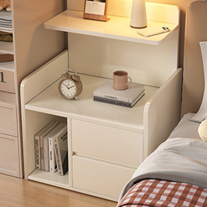 Moderner minimalistischer rechteckiger Nachttisch aus mitteldichter Faserplatte mit 1/2 Schublade für das Schlafzimmer 