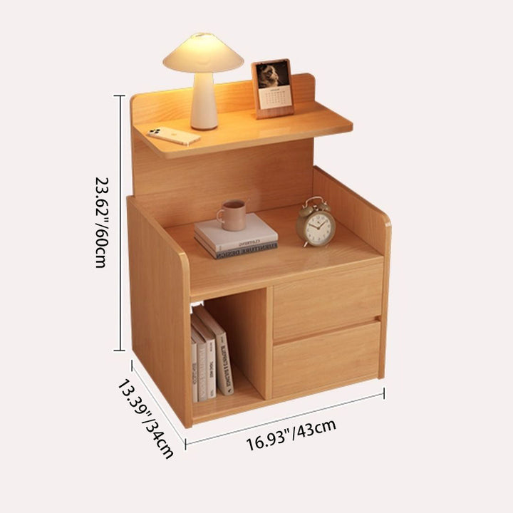 Table de chevet rectangulaire minimaliste moderne en panneau de fibres à densité moyenne, 1/2 tiroir, pour chambre à coucher 