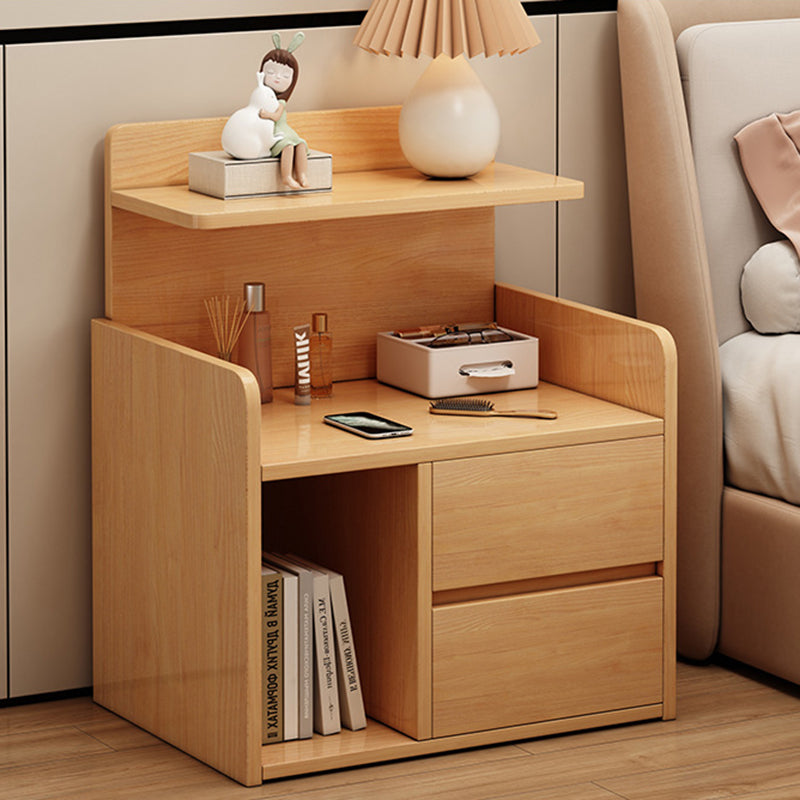 Table de chevet rectangulaire minimaliste moderne en panneau de fibres à densité moyenne, 1/2 tiroir, pour chambre à coucher 