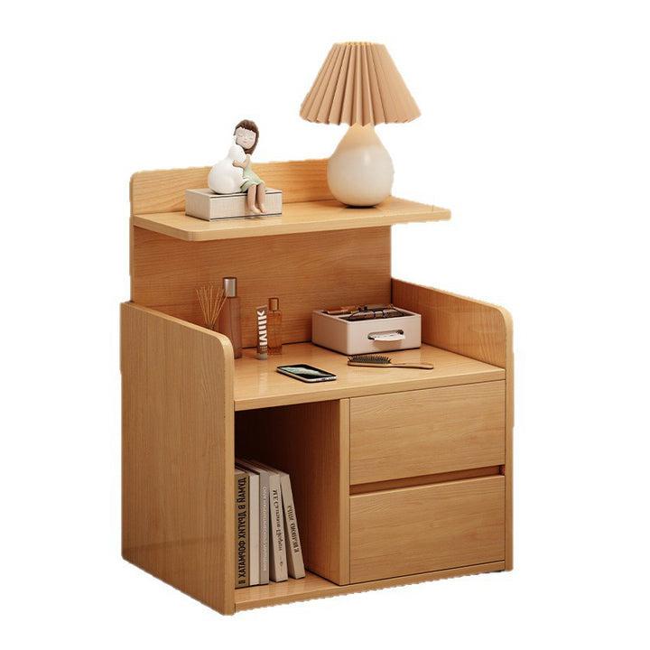 Table de chevet rectangulaire minimaliste moderne en panneau de fibres à densité moyenne, 1/2 tiroir, pour chambre à coucher 
