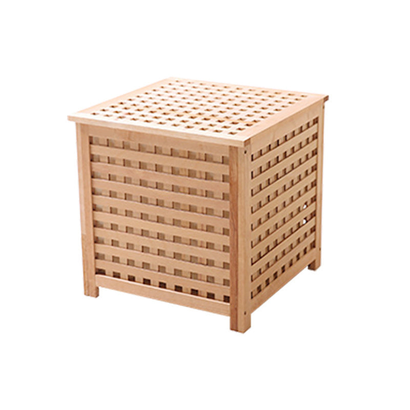 Traditional Japanese Rectangular Pine Wood Side Table 1-Storage For Living Room