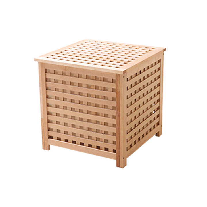 Traditional Japanese Rectangular Pine Wood Side Table 1-Storage For Living Room