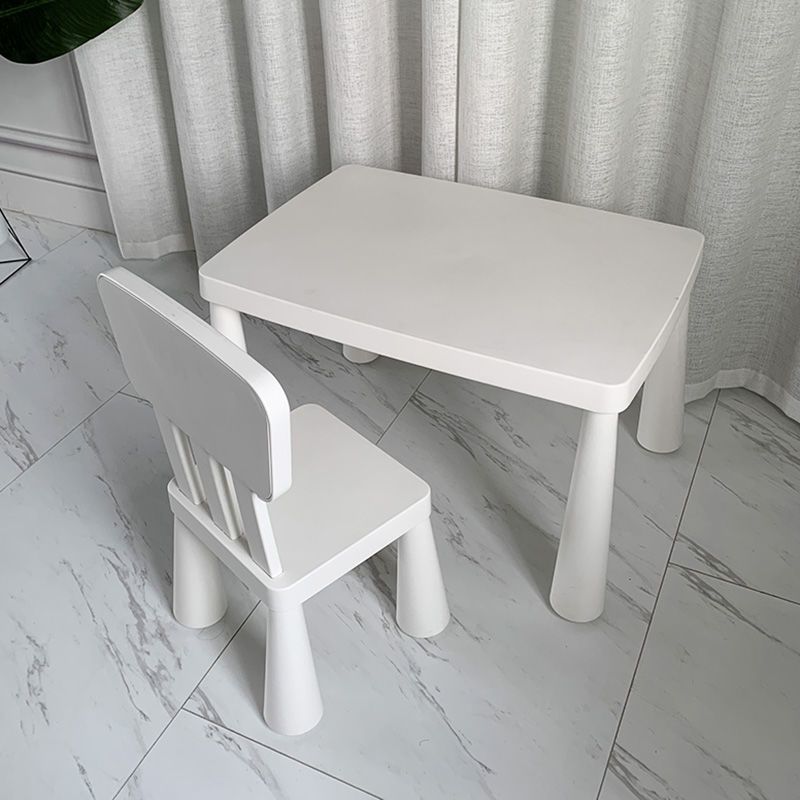 Ensemble bureau et chaise rectangulaire nordique contemporain en PE pour enfants, pour bureau à domicile 
