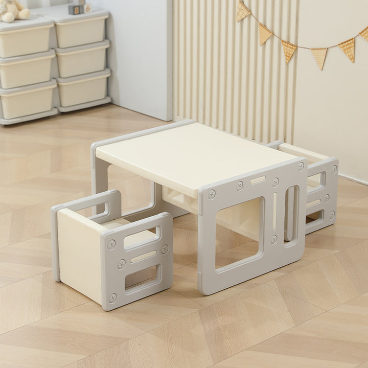 Conjunto de Escritorio y Silla Rectangular Hueco PE Nórdico Contemporáneo para Niños para Oficina en Casa 