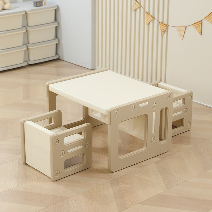 Conjunto de Escritorio y Silla Rectangular Hueco PE Nórdico Contemporáneo para Niños para Oficina en Casa 