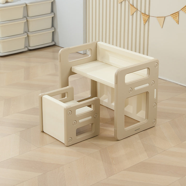 Conjunto de Escritorio y Silla Rectangular Hueco PE Nórdico Contemporáneo para Niños para Oficina en Casa 