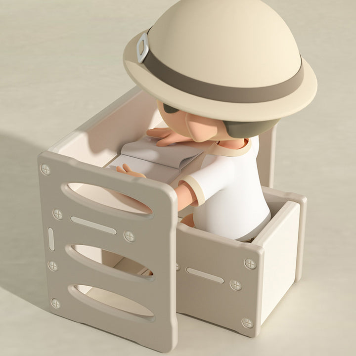 Ensemble contemporain nordique rectangulaire creux en PE pour enfants, bureau et chaise, pour bureau à domicile 