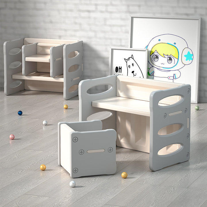 Ensemble contemporain nordique rectangulaire creux en PE pour enfants, bureau et chaise, pour bureau à domicile 