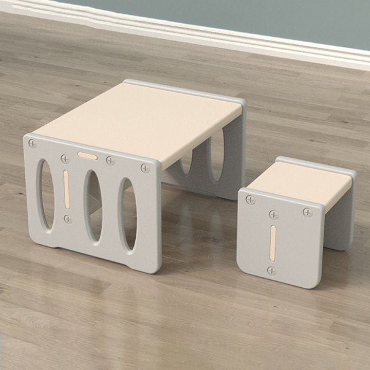 Ensemble contemporain nordique rectangulaire creux en PE pour enfants, bureau et chaise, pour bureau à domicile 