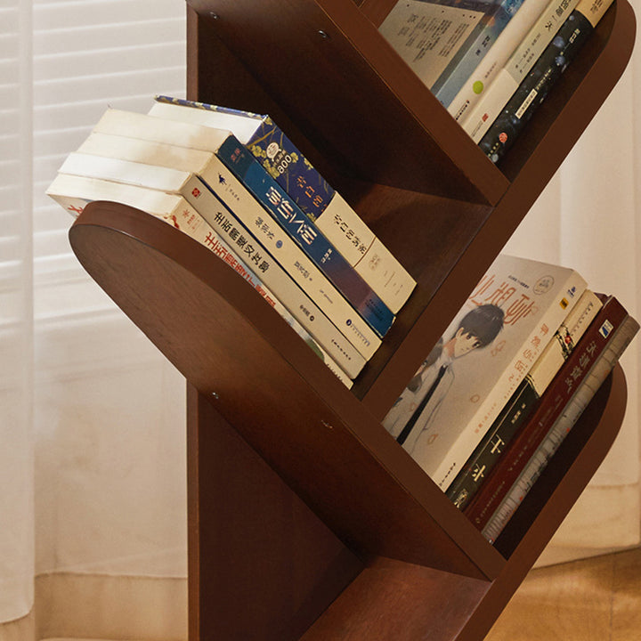 Contemporary Creative Treehouse-Shaped Rubberwood Plywood Bookshelves 5/7 Tier For Home Office