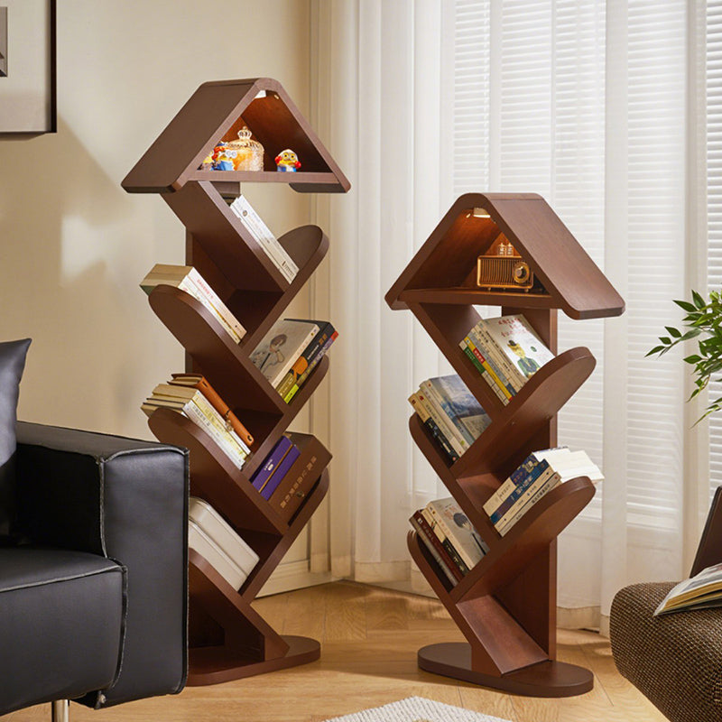 Contemporary Creative Treehouse-Shaped Rubberwood Plywood Bookshelves 5/7 Tier For Home Office