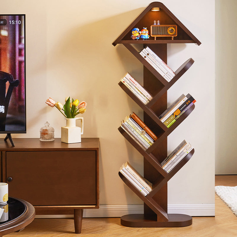 Contemporary Creative Treehouse-Shaped Rubberwood Plywood Bookshelves 5/7 Tier For Home Office