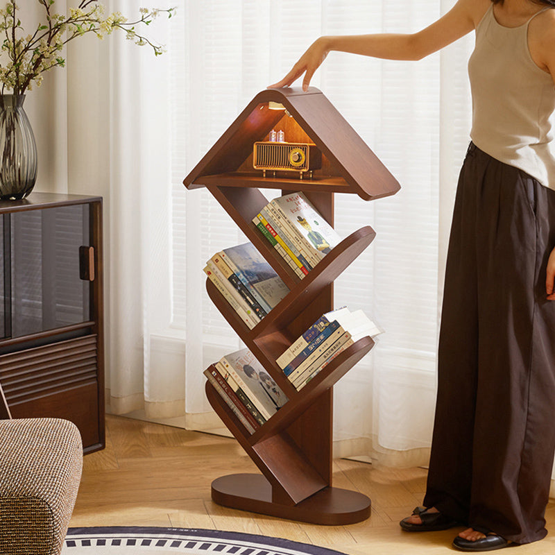 Contemporary Creative Treehouse-Shaped Rubberwood Plywood Bookshelves 5/7 Tier For Home Office
