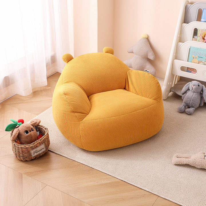 Contemporary Creative Kids Bear-Shaped Corduroy EPP Accent Chair Backrest Armrest For Living Room