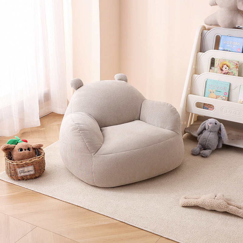 Contemporary Creative Kids Bear-Shaped Corduroy EPP Accent Chair Backrest Armrest For Living Room