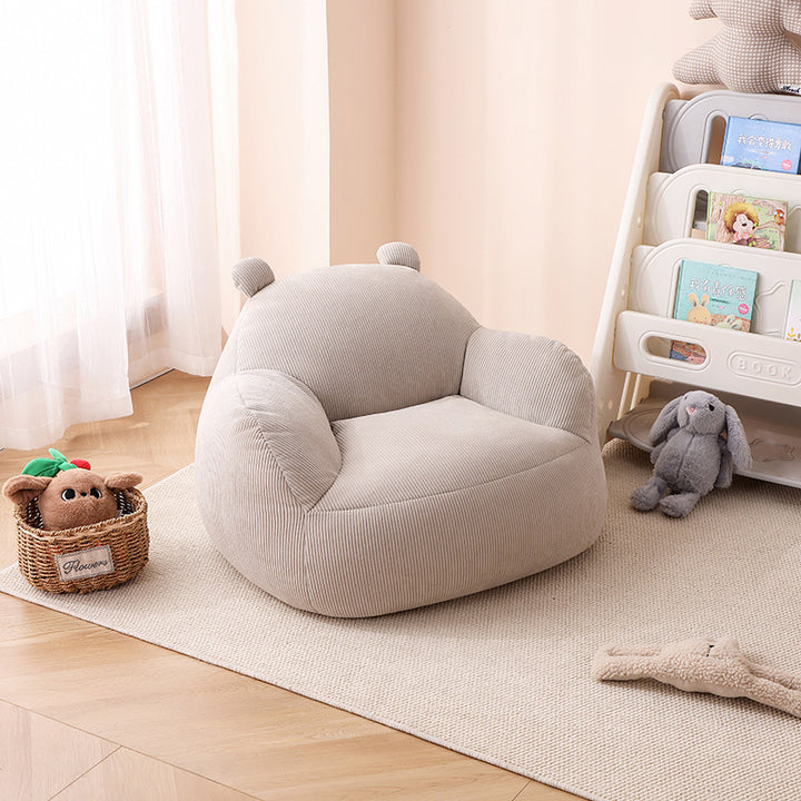 Contemporary Creative Kids Bear-Shaped Corduroy EPP Accent Chair Backrest Armrest For Living Room