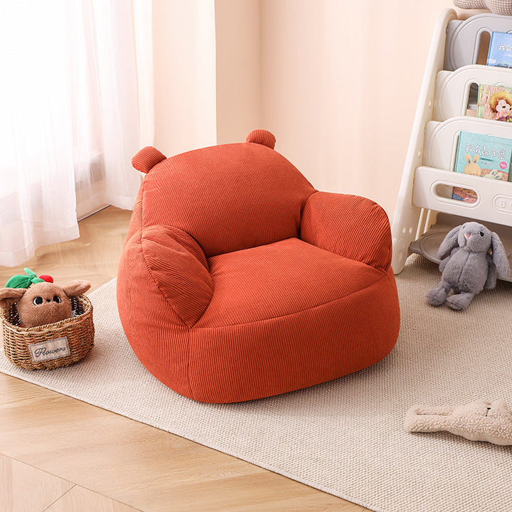 Contemporary Creative Kids Bear-Shaped Corduroy EPP Accent Chair Backrest Armrest For Living Room