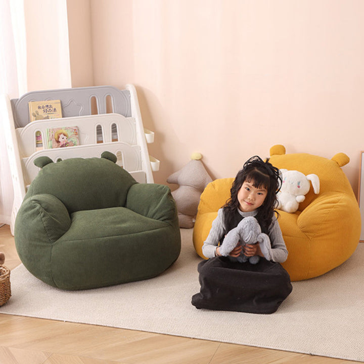 Contemporary Creative Kids Bear-Shaped Corduroy EPP Accent Chair Backrest Armrest For Living Room