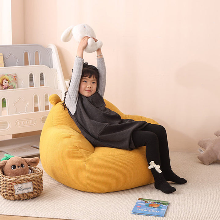 Contemporary Creative Kids Bear-Shaped Corduroy EPP Accent Chair Backrest Armrest For Living Room