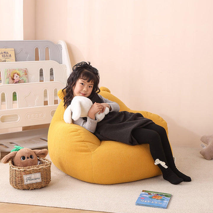 Contemporary Creative Kids Bear-Shaped Corduroy EPP Accent Chair Backrest Armrest For Living Room