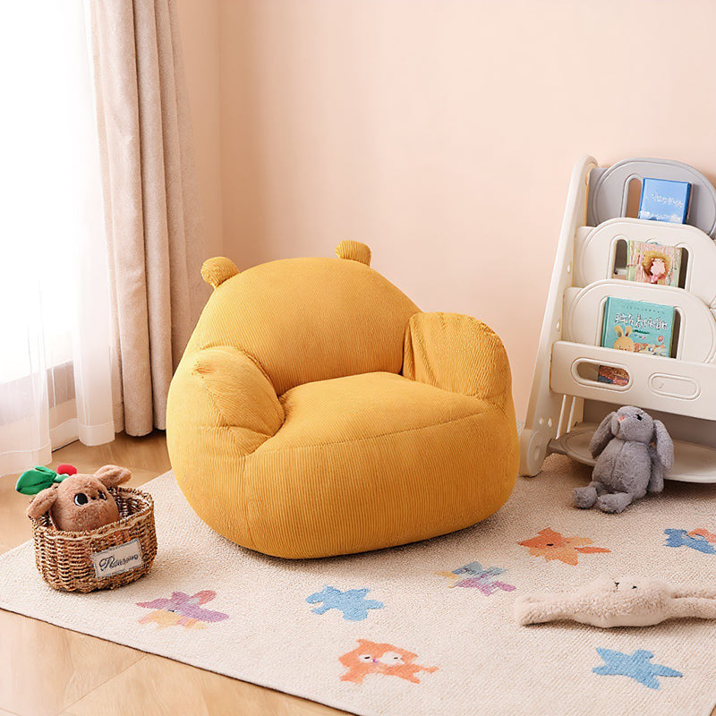 Contemporary Creative Kids Bear-Shaped Corduroy EPP Accent Chair Backrest Armrest For Living Room