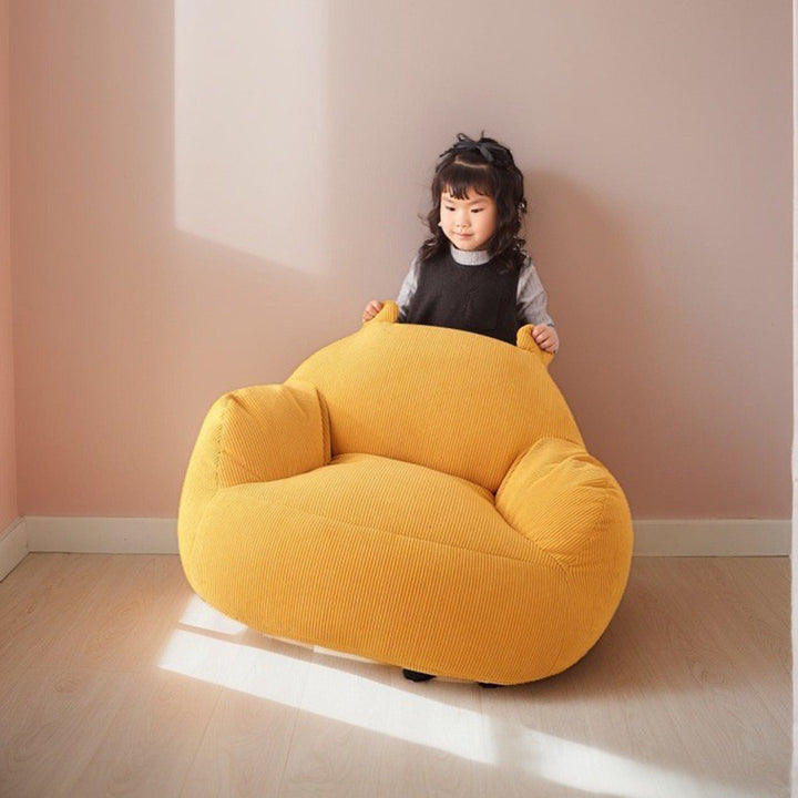 Contemporary Creative Kids Bear-Shaped Corduroy EPP Accent Chair Backrest Armrest For Living Room