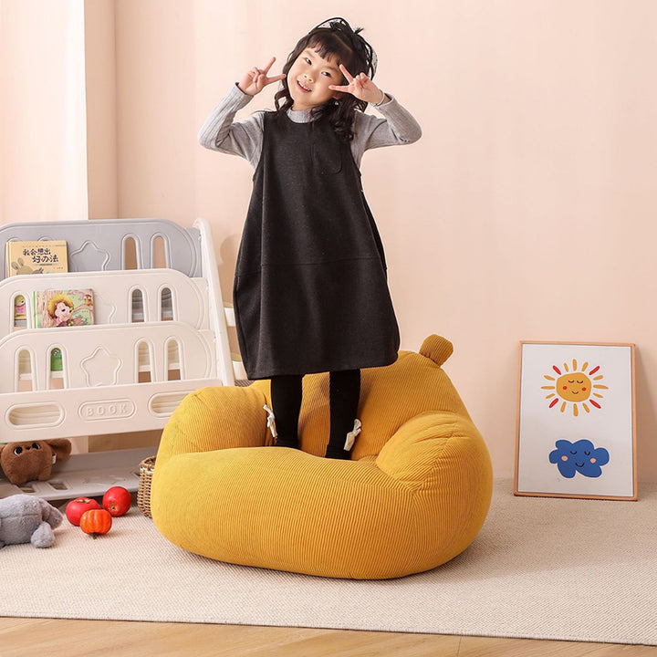 Contemporary Creative Kids Bear-Shaped Corduroy EPP Accent Chair Backrest Armrest For Living Room