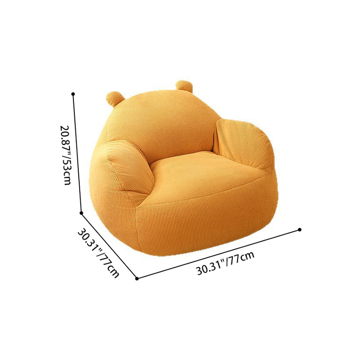 Contemporary Creative Kids Bear-Shaped Corduroy EPP Accent Chair Backrest Armrest For Living Room