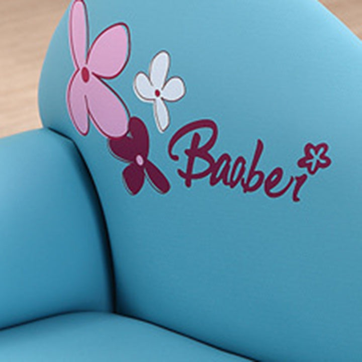Canapé pour enfants moderne minimaliste rectangulaire à bords arrondis en bois massif et cuir PU, avec dossier et accoudoirs, pour salon 