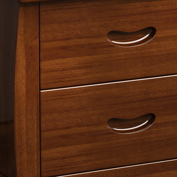 Traditional Chinese Rectangular Solid Walnut Medium Density Fiberboard Nightstand 2-Drawer For Bedroom