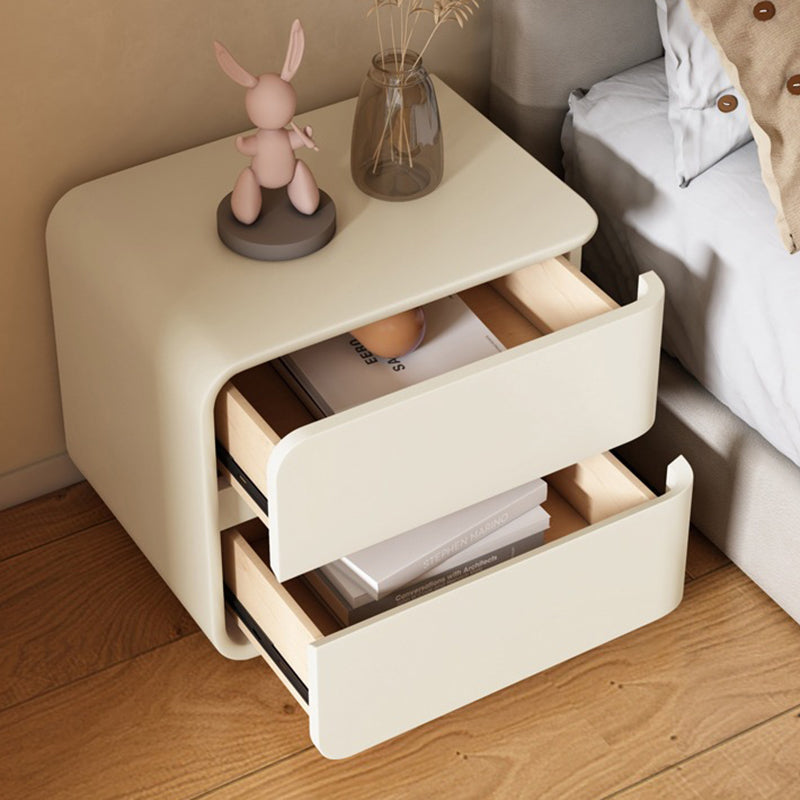 Modern Minimalist Rectangular Pine Solid Wood Microfiber Leather Carbon Steel Nightstand 2-Drawer For Bedroom
