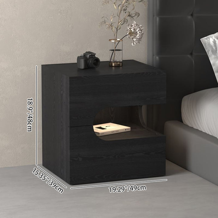 Modern Minimalist Rectangular Particle Board Multi-Layer Plywood Nightstand 2-Tier For Bedroom
