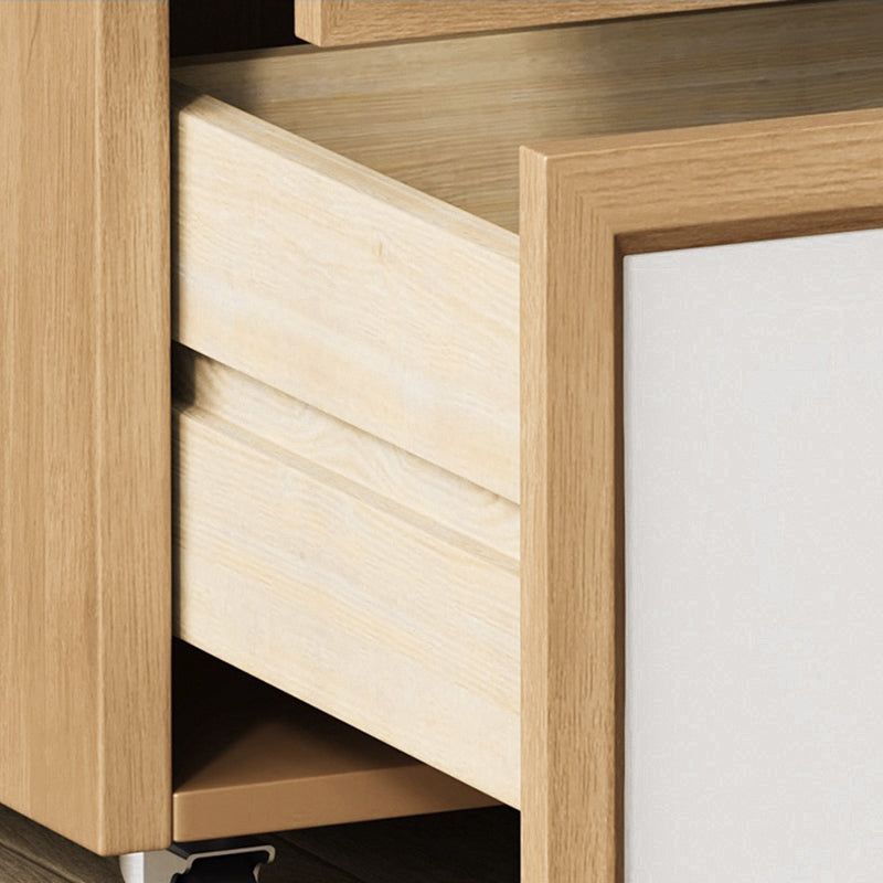 Moderner minimalistischer rechteckiger Nachttisch aus Gummibaumholz und massiver Kiefer mit 2 Schubladen für das Schlafzimmer 