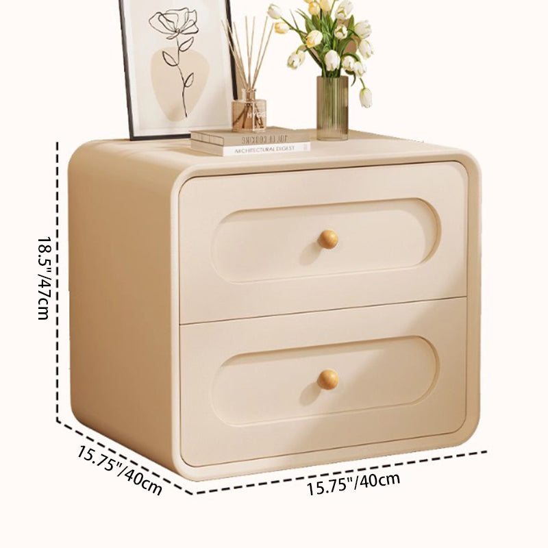 Table de chevet à 2 tiroirs en cuir, en panneau de fibres à densité moyenne et bois massif, style minimaliste moderne rectangulaire, avec patte de chat, pour chambre à coucher 