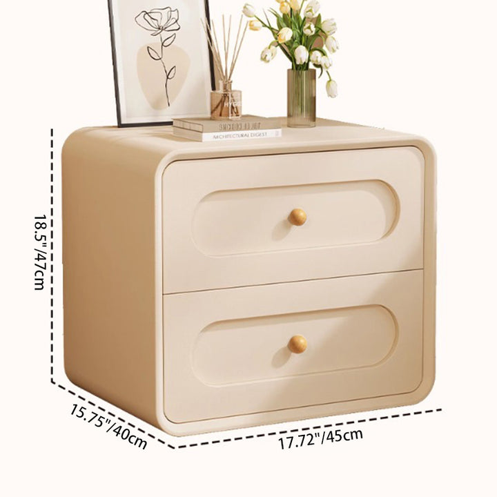Table de chevet à 2 tiroirs en cuir, en panneau de fibres à densité moyenne et bois massif, style minimaliste moderne rectangulaire, avec patte de chat, pour chambre à coucher 