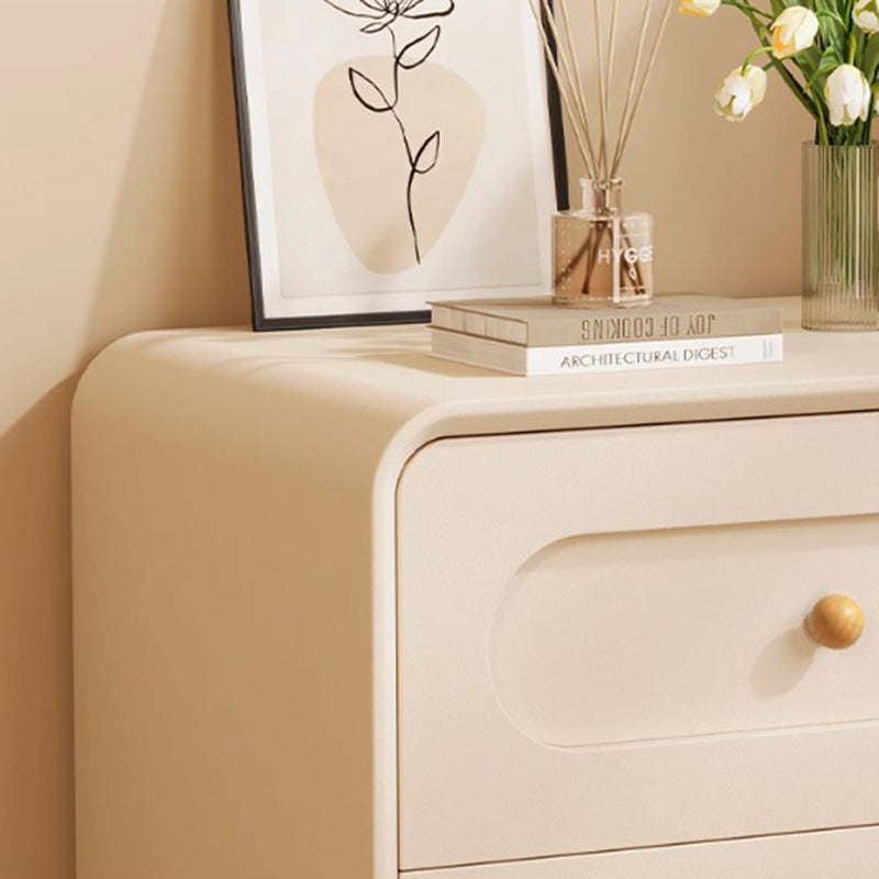 Table de chevet à 2 tiroirs en cuir, en panneau de fibres à densité moyenne et bois massif, style minimaliste moderne rectangulaire, avec patte de chat, pour chambre à coucher 