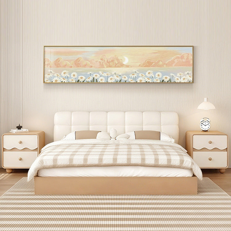 Table de chevet contemporaine créative rectangulaire sphérique en bois de pin massif en bois massif avec patte de chat en cuir, 2 tiroirs pour chambre à coucher 