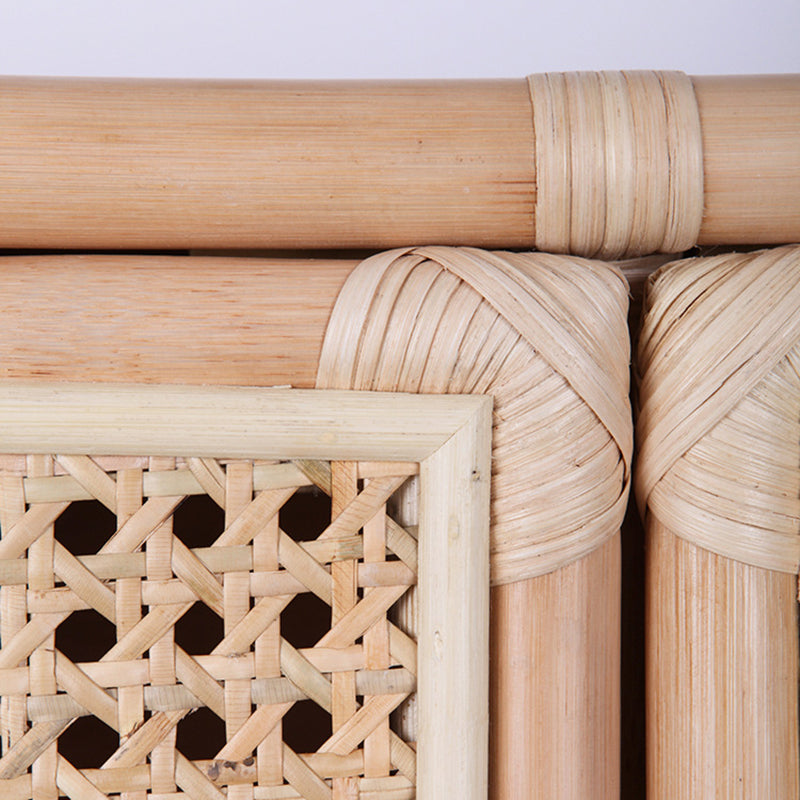 Contemporary Boho Natural Rattan Wooden Storage Cabinet - Rectangular Handwoven Indonesian Rattan Storage Unit For Living Room
