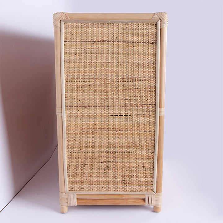 Contemporary Boho Natural Rattan Wooden Storage Cabinet - Rectangular Handwoven Indonesian Rattan Storage Unit For Living Room