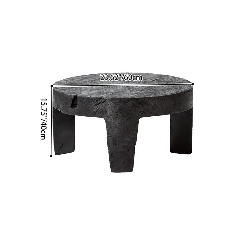 Table basse ronde traditionnelle rustique en bois massif - table sculpturale basse fabriquée à la main pour le salon 
