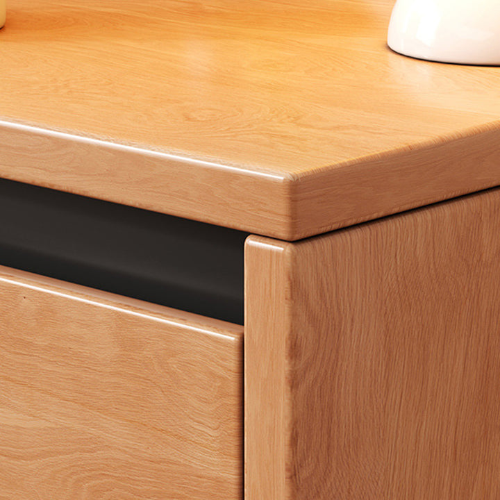 Modern Minimalist Rectangular High-Leg Design Solid Wood Eco-Board Narrow-Edge Nightstand 2-Drawer For Bedroom