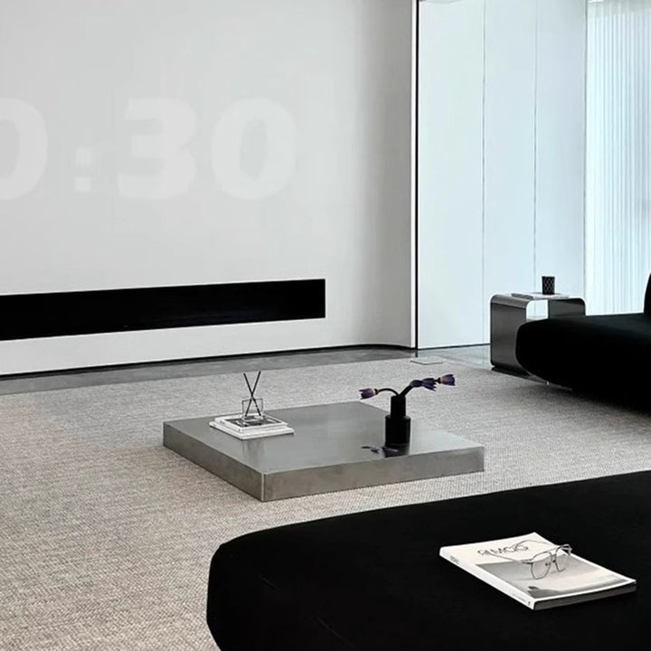 Table basse de salon rectangulaire minimaliste moderne en acier inoxydable à profil bas, à un niveau, pour salon 