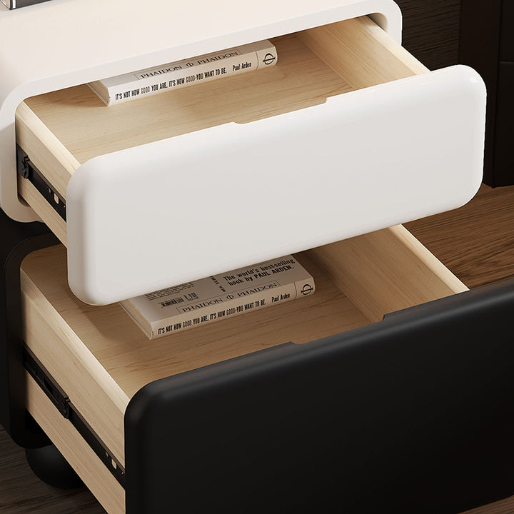 Mesita de noche moderna minimalista rectangular de madera contrachapada multicapa de pino macizo con acero inoxidable y 2 cajones para dormitorio 