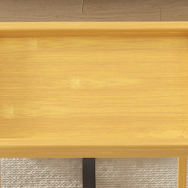 Modern Minimalist Rectangular Bamboo Engineered Panel Synthetic Rattan Foldable Side Table 1-Tier For Living Room